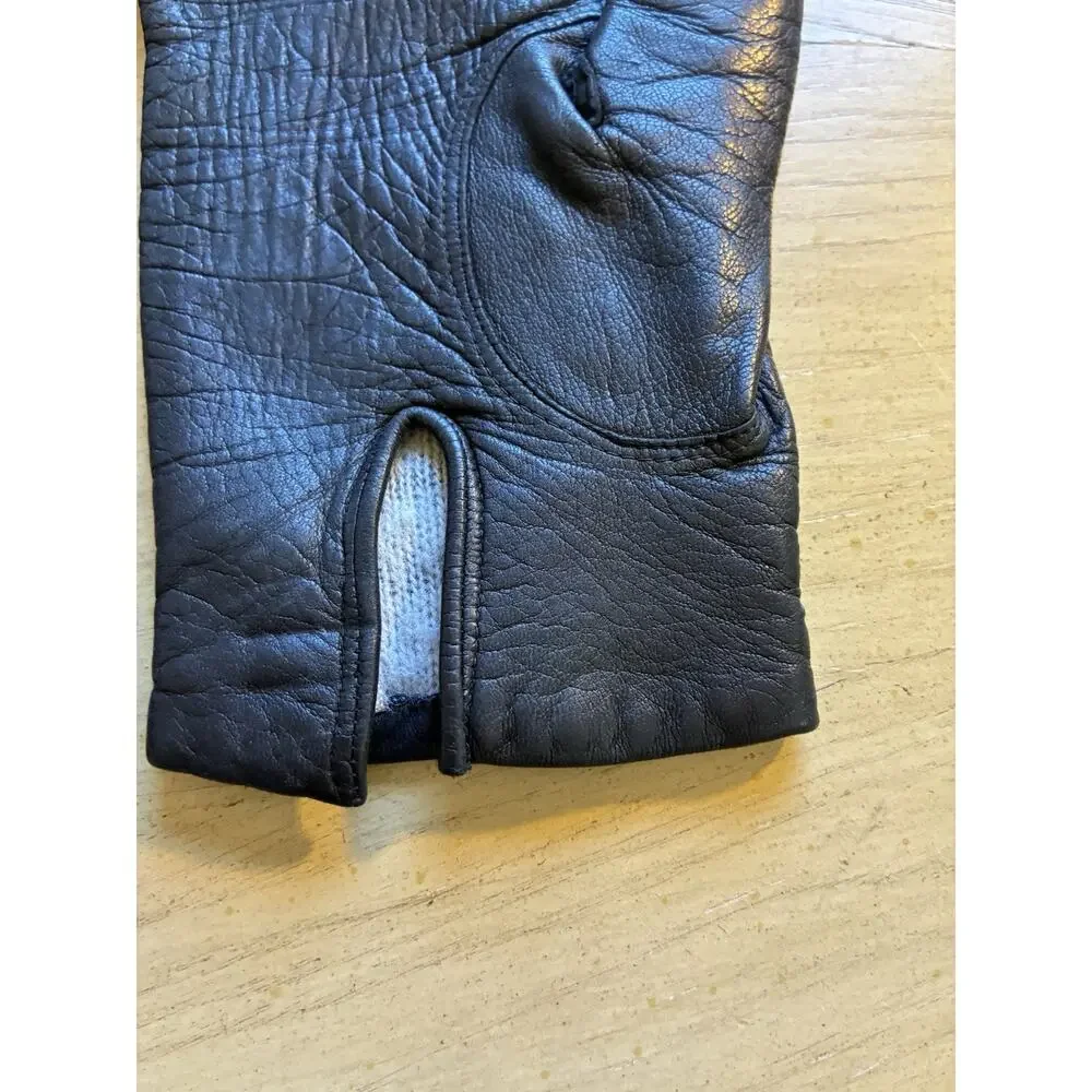 VTG 60s 70s Italian Black Leather Gloves Driving Womens 7 Made in Italy WPL 9111